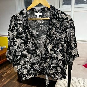 black and white hawaiian print shirt